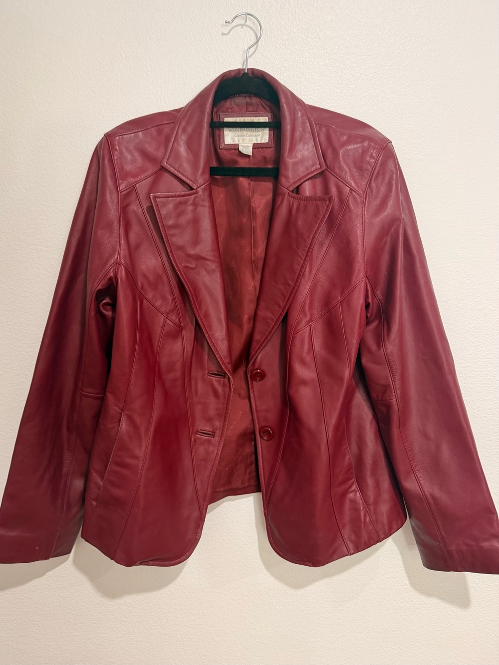 Worthington Burgundy Lambskin Blazer MEDIUM